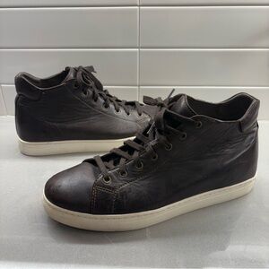 TRASK Ashland Dark Brown Leather High-Top Sneaker Men’s 10